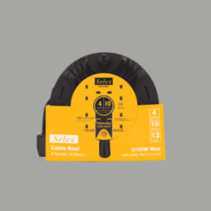 Selex Cable Reel – 4 Sockets, 5 Metres, 13A with Thermal Cut-Out