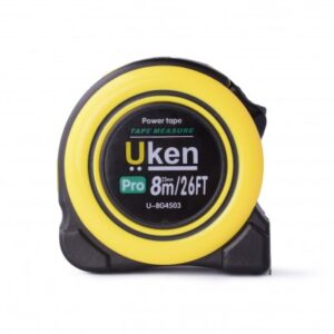 UKEN MEASURING TAPE 8 MTR (25MM) YELLOW WITH RUBBER